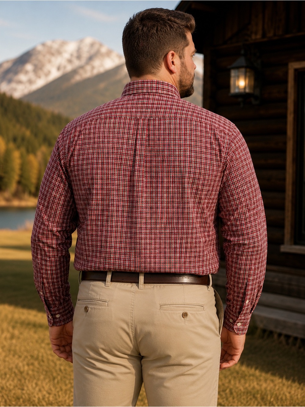 Ralph Lauren Red and White Plaid Casual Button-Down Shirt - Picture 3 of 8